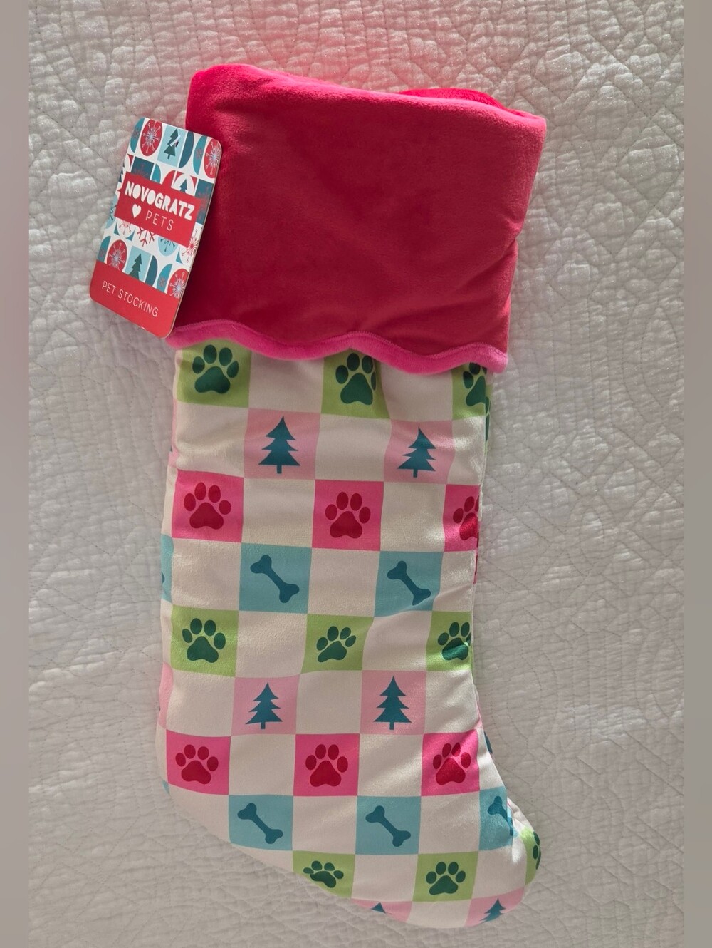 Pink Patterned Pet Stocking - Picture 5 of 9